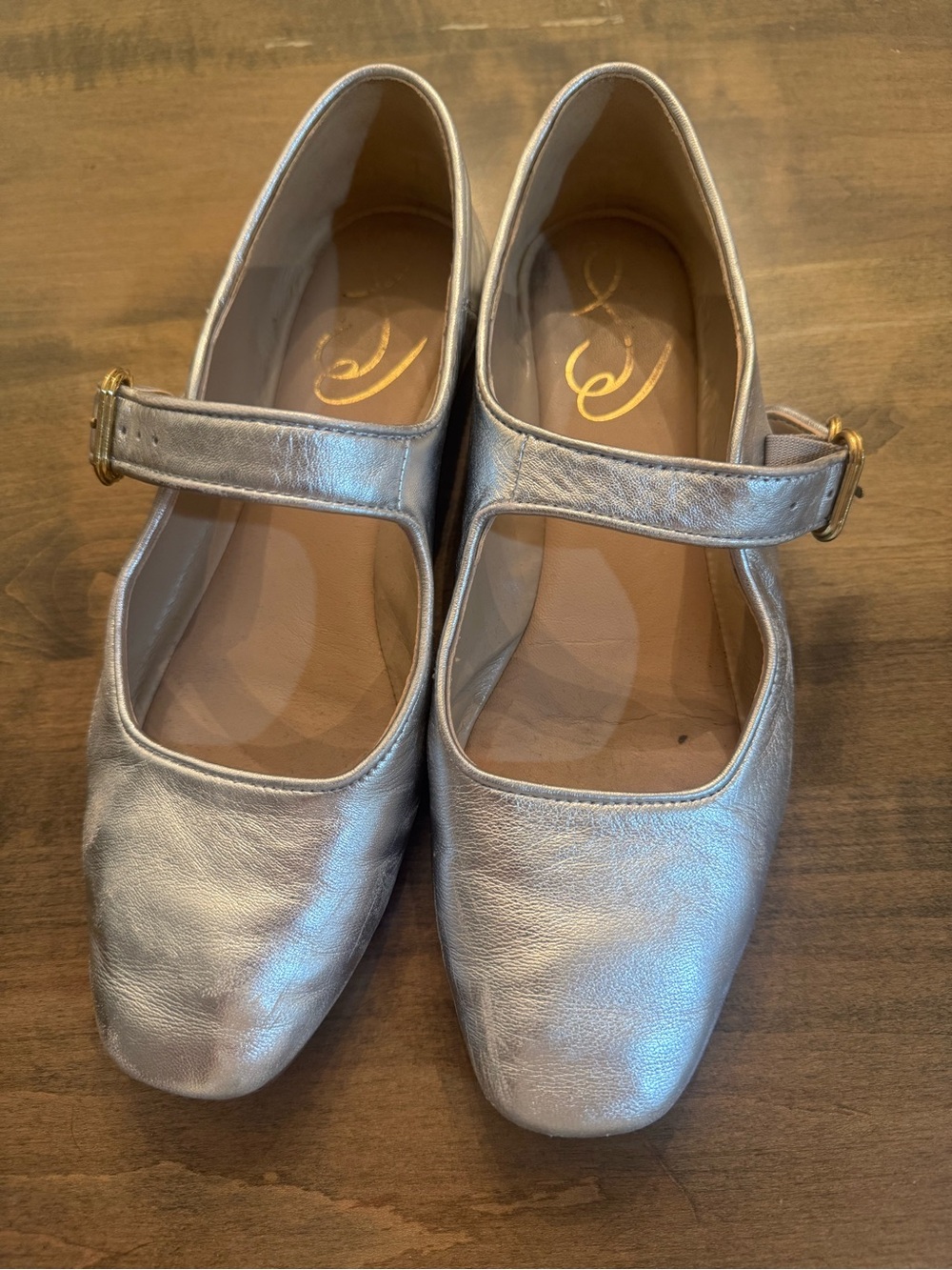 Sam Edelman Silver Metallic Mary Jane Flats with Buckle